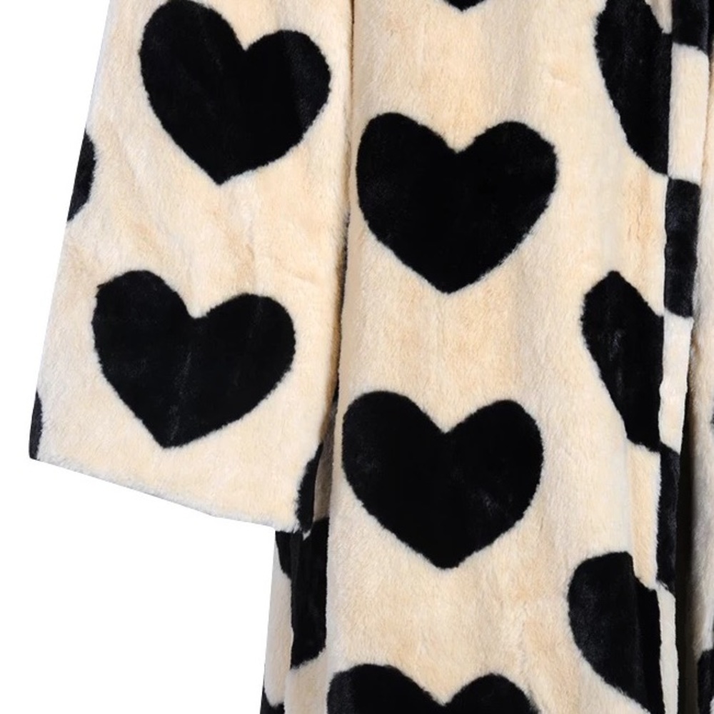 Black Hearts Pari Faux Fur Lux Driving Midi Coat, Fluffy Jacket - Picture 13 of 16